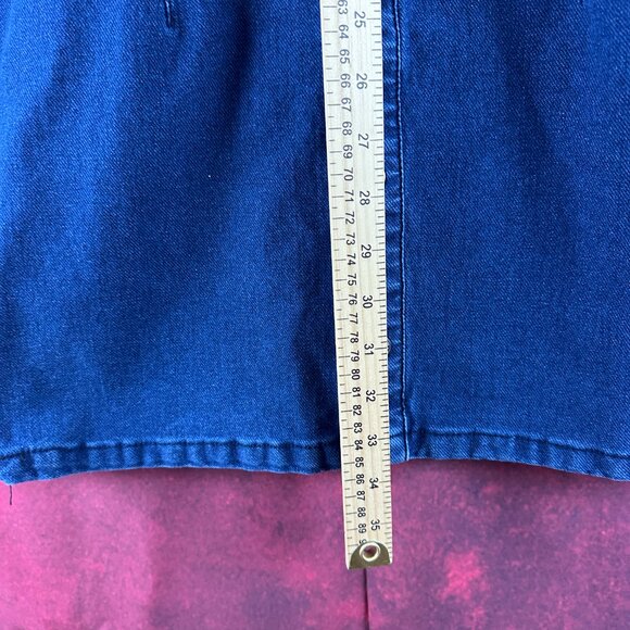 GUESS DENIM SHIRT DRESS MEDIUM CAP SLEEVE BUTTON FRONT NAVY BLUE - Picture 6 of 11